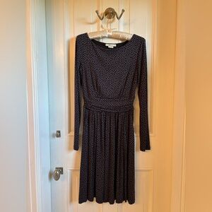Boden Navy and Purple Long Sleeve Dress